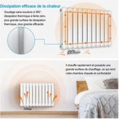 Heilmetz Radiateur Mural Radiateur Tubulaire Horizontal Double Raccordement Latéral Chauffage 55x44cm 549W Blanc -Atlantic Magasin 65707821 3