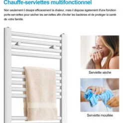 Heilmetz Sèche-Serviettes De Plomberie, Radiateur Porte-Serviettes 100 X 40 Cm Blanc -Atlantic Magasin 65707918 4