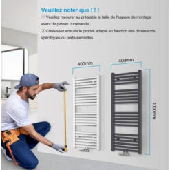 Heilmetz Sèche-Serviettes De Plomberie, Radiateur Porte-Serviettes 100 X 40 Cm Blanc -Atlantic Magasin 65707918 5