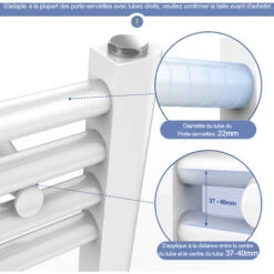 Meykoers Support De Montage Pour Radiateur Sèche-serviettes, Blanc ABS Support Kit, Pour Distance Entre Les Tuyaux De 37 à 40 Mm De Porte-serviettes 7 Meykoers Support De Montage Pour Radiateur Sèche-serviettes, Blanc ABS Support Kit, Pour Distance Entre Les Tuyaux De 37 à 40 Mm De Porte-serviettes -Atlantic Magasin 66079866 3