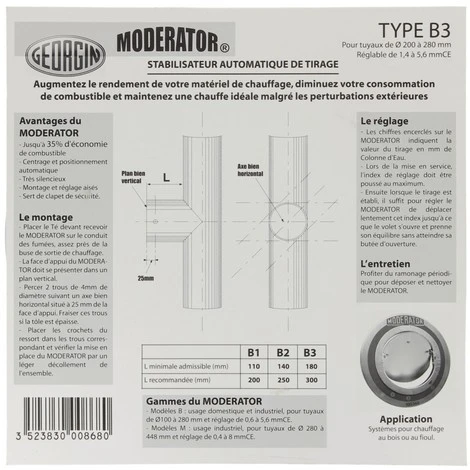 Stabilisateur De Tirage Modérator B3 SB3 THERMADOR, Stabilisateur De Tirage 1 Stabilisateur De Tirage Modérator B3 SB3 THERMADOR, Stabilisateur De Tirage
