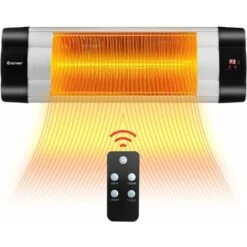 COSTWAY Radiateur Infrarouge Mural 1500W Avec Télécommande Réglage 3 Positions Avec 3 Modes De Chauffage,Angles Réglables,Minuterie,Affichage LED