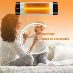 COSTWAY Radiateur Infrarouge Mural 1500W Avec Télécommande Réglage 3 Positions Avec 3 Modes De Chauffage,Angles Réglables,Minuterie,Affichage LED -Atlantic Magasin 66578793 3