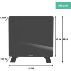 Panneau Rayonnant En Verre 1000W Premium - 12m2 – Commande Manuelle Et Wi-Fi – Thermostat Réglable Et Minuterie - Gris -Atlantic Magasin 67371233 2