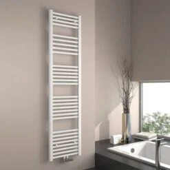 EMKE Sèche-serviette Eau Chaude, Radiateur Sèche-serviettes Raccordement Central Blanc 160x40cm 586 Watts