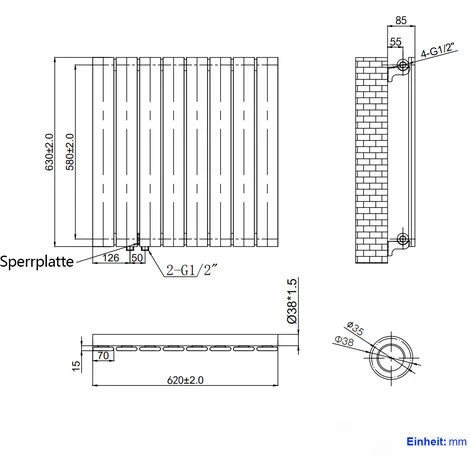 EMKE Radiateur Eau Chaude En Acier Mural Blanc 63x62cm 450W Simple Couche 5 EMKE Radiateur Eau Chaude En Acier Mural Blanc 63x62cm 450W Simple Couche – Image 5