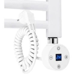 EMKE Résistance Pour Radiateur Eléctrique De La Salle De Bain, Blanc Cartouche De Chauffage Avec Régulateur De Température, Résistance Pour Radiateur Avec Chronométrage, Élément Chauffant Electrique 3