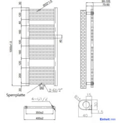 EMKE Sèche-serviette Eau Chaude, Radiateur Sèche-serviettes Raccordement Central Blanc 100x40cm 382 Watts -Atlantic Magasin 67404785 4