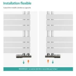 EMKE Sèche-serviettes à Eau Chaude Panneau Plat, Sèche-serviettes Connexion Latérale Pour, Blanc 762x400mm 342Watts -Atlantic Magasin 67455507 3