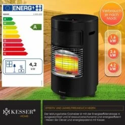 KESSER® Chauffage à Gaz Avec Détendeur Tuyau De Gaz + Housse De Protection - Poêle à Gaz En Céramique 4 200 Watts, Radiateur, Chauffage Radiant à Gaz, Brûleur Céramique Infrarouge, Le Noir -Atlantic Magasin 67868813 3