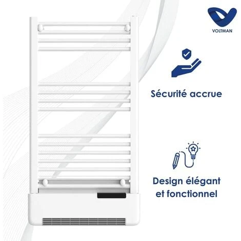 Radiateur Sèche-serviettes Vertical à Inertie Fluide LIZA 500W + Soufflerie 1000W Blanc Avec Programmation Digitale - VOLTMAN 2 Radiateur Sèche-serviettes Vertical à Inertie Fluide LIZA 500W + Soufflerie 1000W Blanc Avec Programmation Digitale - VOLTMAN – Image 2