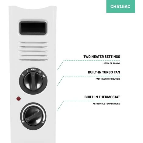 Convecteur électrique 2000W – Blanc – Avec Ventilateur Turbo - Thermostat Réglable - 2 Positions De Chauffage – Pour Des Pièces Jusqu'à 24m2 – Design Moderne 5 Convecteur électrique 2000W – Blanc – Avec Ventilateur Turbo - Thermostat Réglable - 2 Positions De Chauffage – Pour Des Pièces Jusqu'à 24m2 – Design Moderne – Image 5