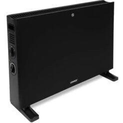 Convecteur électrique 2000W – Noir – Avec Ventilateur Turbo - Thermostat Réglable - 2 Positions De Chauffage – Pour Des Pièces Jusqu'à 24m2 – Design Moderne