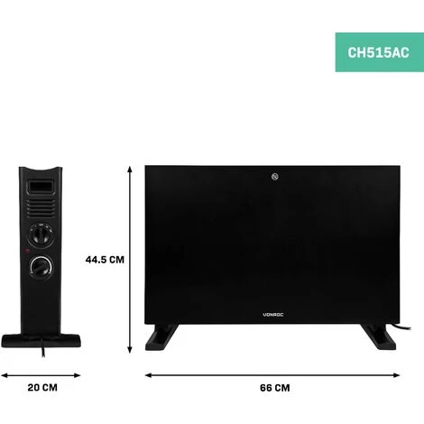 Convecteur électrique 2000W – Noir – Avec Ventilateur Turbo - Thermostat Réglable - 2 Positions De Chauffage – Pour Des Pièces Jusqu'à 24m2 – Design Moderne 3 Convecteur électrique 2000W – Noir – Avec Ventilateur Turbo - Thermostat Réglable - 2 Positions De Chauffage – Pour Des Pièces Jusqu'à 24m2 – Design Moderne – Image 3