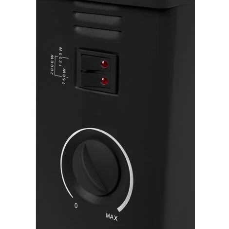 Convecteur électrique 2000W – Noir - Thermostat Réglable- 3 Positions De Chauffage – Pour Des Pièces Jusqu'à 24m2 - Acier Très épais 2 Convecteur électrique 2000W – Noir - Thermostat Réglable- 3 Positions De Chauffage – Pour Des Pièces Jusqu'à 24m2 - Acier Très épais – Image 2