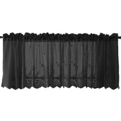 1 Pcs Floral Dentelle Valance Rideau Broderie Semi Sheer Court Rideau De Fenêtre Pour Cuisine Belle Salle À Manger Fenêtre Décor 130 41 Cm Noir