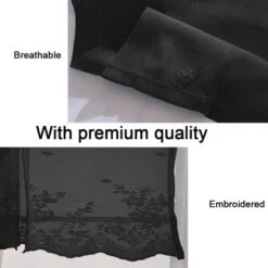 1 Pcs Floral Dentelle Valance Rideau Broderie Semi Sheer Court Rideau De Fenêtre Pour Cuisine Belle Salle À Manger Fenêtre Décor 130 41 Cm Noir -Atlantic Magasin 69009540 3