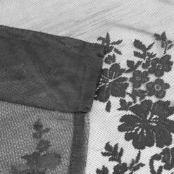 1 Pcs Floral Dentelle Valance Rideau Broderie Semi Sheer Court Rideau De Fenêtre Pour Cuisine Belle Salle À Manger Fenêtre Décor 130 41 Cm Noir -Atlantic Magasin 69009540 5