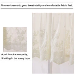 1 Pcs Floral Dentelle Valance Rideau Broderie Semi Sheer Court Rideau De Fenêtre Pour Cuisine Belle Salle À Manger Fenêtre Décor 137 61 Cm Beige -Atlantic Magasin 69009571 3