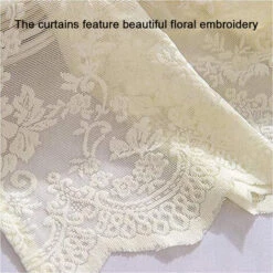 1 Pcs Floral Dentelle Valance Rideau Broderie Semi Sheer Court Rideau De Fenêtre Pour Cuisine Belle Salle À Manger Fenêtre Décor 137 61 Cm Beige -Atlantic Magasin 69009571 5