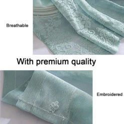 1 Pcs Floral Dentelle Valance Rideau Broderie Semi Sheer Court Rideau De Fenêtre Pour Cuisine Belle Salle À Manger Fenêtre Décor 137 61 Cm Bleu -Atlantic Magasin 69009623 3