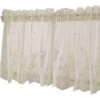 1 Pcs Floral Dentelle Valance Rideau Broderie Semi Sheer Court Rideau De Fenêtre Pour Cuisine Belle Salle À Manger Fenêtre Décor 130 41 Cm Beige