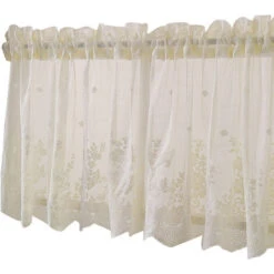 1 Pcs Floral Dentelle Valance Rideau Broderie Semi Sheer Court Rideau De Fenêtre Pour Cuisine Belle Salle À Manger Fenêtre Décor 130 41 Cm Beige