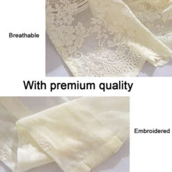 1 Pcs Floral Dentelle Valance Rideau Broderie Semi Sheer Court Rideau De Fenêtre Pour Cuisine Belle Salle À Manger Fenêtre Décor 130 41 Cm Beige -Atlantic Magasin 69009668 3