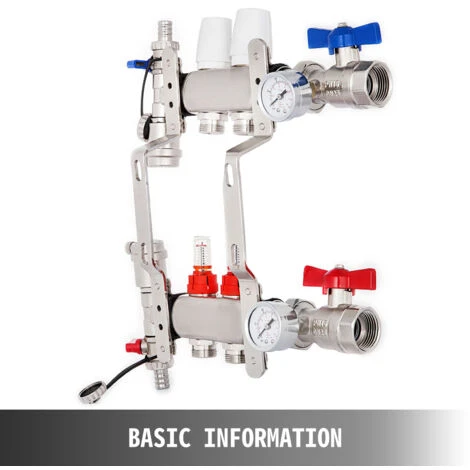 VEVOR 2 Circuits Distributeur Collecteur Pour Plancher De Chauffage - En Acier Inox, Pour 1/2” PEX 3 VEVOR 2 Circuits Distributeur Collecteur Pour Plancher De Chauffage - En Acier Inox, Pour 1/2” PEX – Image 3