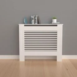 Cache Radiateur Blanc - Grille Cache Radiateur Maison En MDF Couvre Radiateur Bois Cache-Radiateur Mural Couverture De Radiateur - Blanc Taille S - 78x19x82cm -Atlantic Magasin 69636192 4