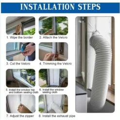GP Kit Calfeutrage Climatiseur Mobile Porte Fenetre 300cm, Pour Climatiseurs, Sèche-linge Et Déshumidificateurs Tuyau évacuation Calfeutrage Fermeture éclair, Facile A Installer -Atlantic Magasin 70541583 4