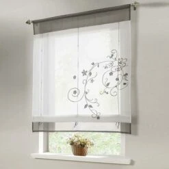 Atlantic Magasin 21 Rideau Romantique Avec Languette Supérieure Pour La Cuisine Et Le Balcon (gris, 80X120cm)——Oi-FRIS, Oi-FRIS