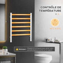 HOMCOM Sèche-serviettes électrique Sur Pied 140 W - Radiateur Porte-serviettes 6 Barres - Mural Ou Sur Pied - H. 69 Cm - Alu. -Atlantic Magasin 71059968 5
