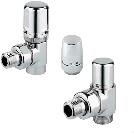 Robinet Thermostatique Et Té De Réglage Avec Tête Thermostatique En Chrome Poli Pour Sèche-serviettes 1 Robinet Thermostatique Et Té De Réglage Avec Tête Thermostatique En Chrome Poli Pour Sèche-serviettes