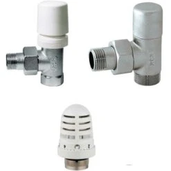 Kit Robinet Thermostatique Blanc Et Té De Réglage Pour Radiateur RCR POLETTI