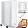 KESSER® Radiateur à Bain D’huile 2 500 W Radiateur Chauffage électrique économe En énergie Avec écran, Application WiFi, Télécommande Et écran Tactile Radiateur à Bain D’huile Mobile, Blanche