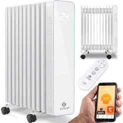 KESSER® Radiateur à Bain D’huile 2 500 W Radiateur Chauffage électrique économe En énergie Avec écran, Application WiFi, Télécommande Et écran Tactile Radiateur à Bain D’huile Mobile, Blanche