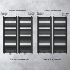 Sogood Radiateur De Salle De Bain Sèche-Serviette 120x50cm Radiateur Tubulaire Vertical Chauffage à Eau Chaude Gris-Noir 7 Sogood Radiateur De Salle De Bain Sèche-Serviette 120x50cm Radiateur Tubulaire Vertical Chauffage à Eau Chaude Gris-Noir -Atlantic Magasin 71431905 4