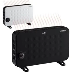 AREBOS Convecteur 2000 W Chauffage électrique Avec 3 Réglages De Chaleur Chauffage électrique Mobile à économie D'énergie Noir