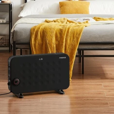 AREBOS Convecteur 2000 W Chauffage électrique Avec 3 Réglages De Chaleur Chauffage électrique Mobile à économie D'énergie Noir 2 AREBOS Convecteur 2000 W Chauffage électrique Avec 3 Réglages De Chaleur Chauffage électrique Mobile à économie D'énergie Noir – Image 2