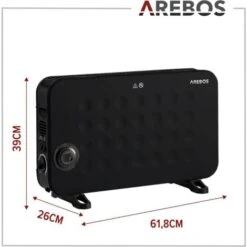 AREBOS Convecteur 2000 W Chauffage électrique Avec 3 Réglages De Chaleur Chauffage électrique Mobile à économie D'énergie Noir 9 AREBOS Convecteur 2000 W Chauffage électrique Avec 3 Réglages De Chaleur Chauffage électrique Mobile à économie D'énergie Noir -Atlantic Magasin 71990467 5