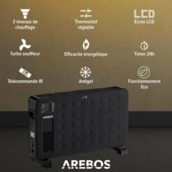 AREBOS Convecteur 2300 W Chauffage électrique Avec 3 Niveaux De Chauffage Chauffage Par Convecteur économie D'énergieNoir -Atlantic Magasin 71990489 3