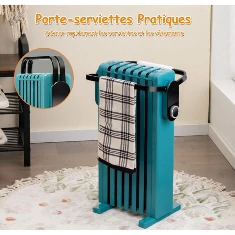 RELAX4LIFE Radiateur à Bain D’Huile Portable 7 Éléments 1500W Avec Porte-Serviette 3 Niveaux De Puissance, Protection Contre Renversement&Surchauffe, Radiateurs Électriques Économique Pour 25 M²( 5°-3 2 RELAX4LIFE Radiateur à Bain D’Huile Portable 7 Éléments 1500W Avec Porte-Serviette 3 Niveaux De Puissance, Protection Contre Renversement&Surchauffe, Radiateurs Électriques Économique Pour 25 M²( 5°-3 – Image 2