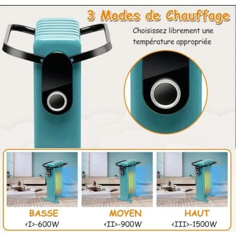 RELAX4LIFE Radiateur à Bain D’Huile Portable 7 Éléments 1500W Avec Porte-Serviette 3 Niveaux De Puissance, Protection Contre Renversement&Surchauffe, Radiateurs Électriques Économique Pour 25 M²( 5°-3 5 RELAX4LIFE Radiateur à Bain D’Huile Portable 7 Éléments 1500W Avec Porte-Serviette 3 Niveaux De Puissance, Protection Contre Renversement&Surchauffe, Radiateurs Électriques Économique Pour 25 M²( 5°-3 – Image 5
