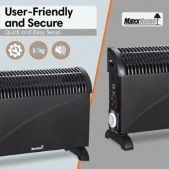 Radiateur Convecteur - 2000 W - 30 M² - Avec 3 Niveaux De Puissance - 750w 1250w 2000w - Noir - MaxxHome -Atlantic Magasin 72492702 4