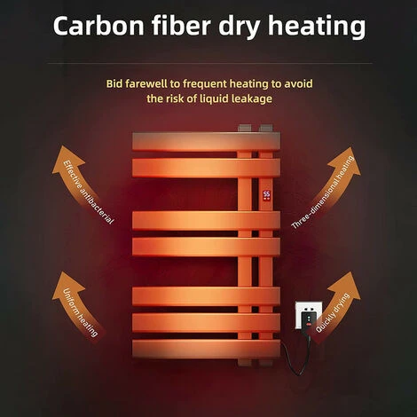 Sèche-Serviettes électrique, Chauffe-Serviettes Intelligent à Température Constante, Porte-Serviettes électrique économie D'énergie, LED, Température Réglable, 450x720mm, Noir Mat, Ligne Droite 5 Sèche-Serviettes électrique, Chauffe-Serviettes Intelligent à Température Constante, Porte-Serviettes électrique économie D'énergie, LED, Température Réglable, 450x720mm, Noir Mat, Ligne Droite – Image 5