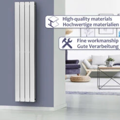 Aquamarin® Radiateur Vertical - à Panneau Plat Double, 1800 X 304 X 69 Mm, Acier, Blanc - Chauffage Central Pour Salle De Bain, Salon, Cuisine, Couloir, Chambre à Coucher -Atlantic Magasin 74549269 3