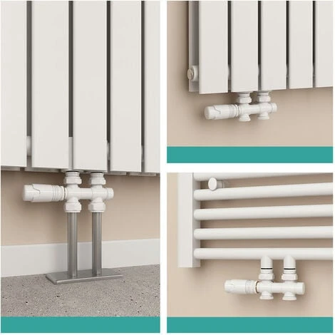 EMKE Robinet De Radiateur, Robinetterie De Robinet D'angle, Robinet Thermostatique Pour Radiateur, Kit Multibloc Pour Radiateur Avec Contrôleur De Température (Blanc) 2 EMKE Robinet De Radiateur, Robinetterie De Robinet D'angle, Robinet Thermostatique Pour Radiateur, Kit Multibloc Pour Radiateur Avec Contrôleur De Température (Blanc) – Image 2