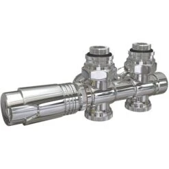 EMKE Robinet De Radiateur, Robinetterie De Robinet D'angle, Robinet Thermostatique Pour Radiateur, Kit Multibloc Pour Radiateur Avec Contrôleur De Température (Chrome)