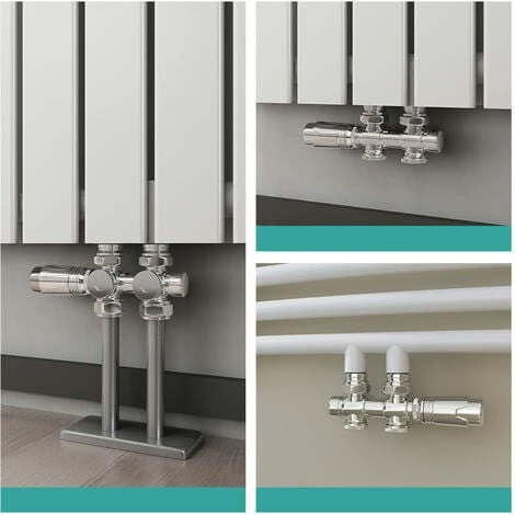 EMKE Robinet De Radiateur, Robinetterie De Robinet D'angle, Robinet Thermostatique Pour Radiateur, Kit Multibloc Pour Radiateur Avec Contrôleur De Température (Chrome) 2 EMKE Robinet De Radiateur, Robinetterie De Robinet D'angle, Robinet Thermostatique Pour Radiateur, Kit Multibloc Pour Radiateur Avec Contrôleur De Température (Chrome) – Image 2